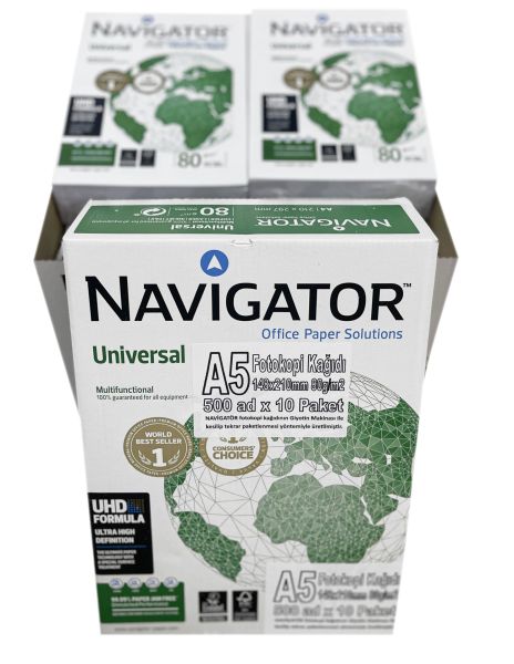 A5 (148x210mm) NAVİGATÖR YARIM BOY FOTOKOPİ KAĞIDI 500 Ad x 10 PAKET